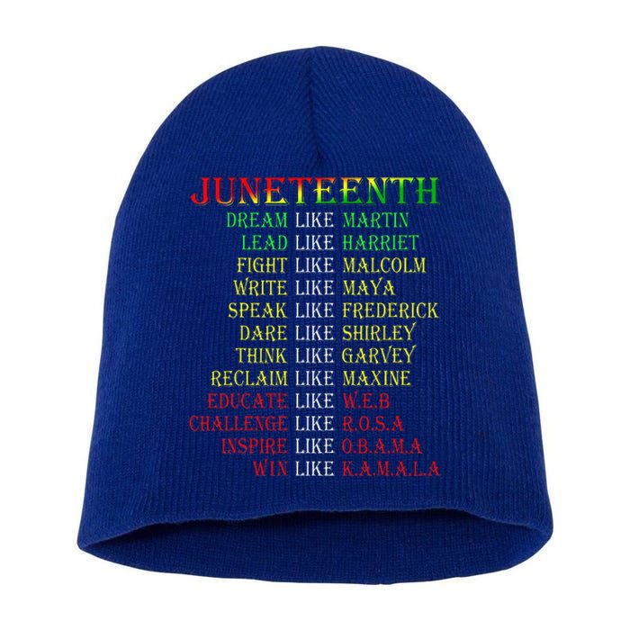 Juneteenth Dream Like Leaders Black Short Acrylic Beanie