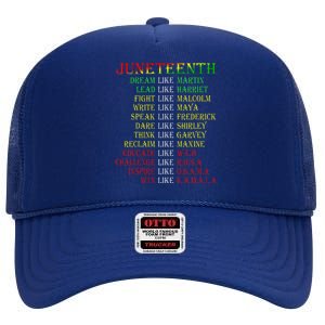 Juneteenth Dream Like Leaders Black High Crown Mesh Back Trucker Hat