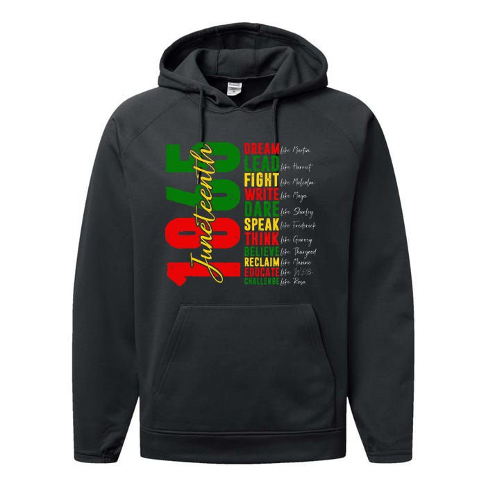 Juneteenth Dream Like Leaders Black History Performance Fleece Hoodie