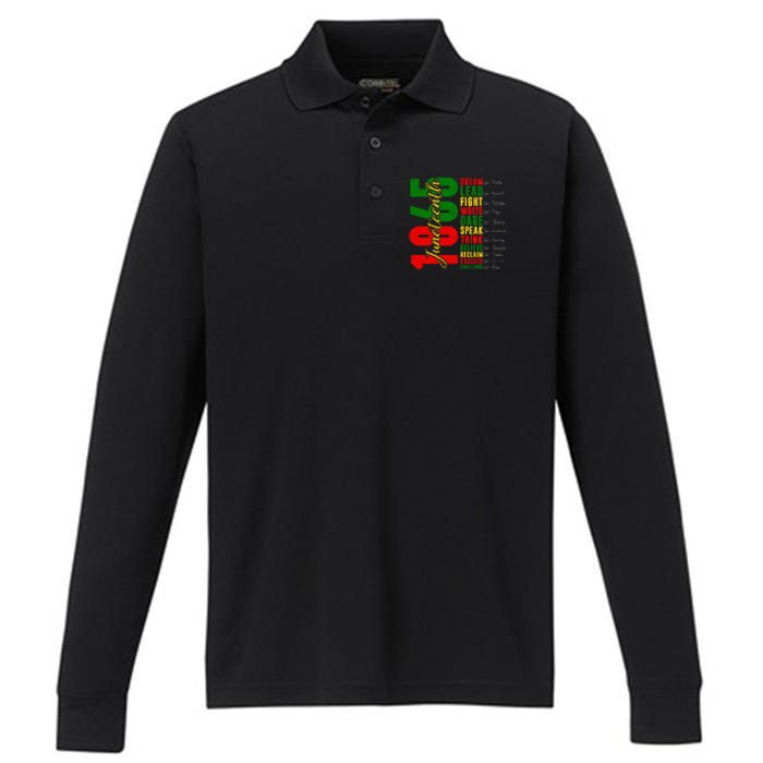 Juneteenth Dream Like Leaders Black History Performance Long Sleeve Polo