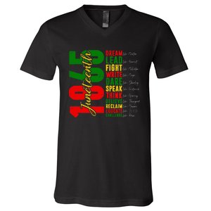 Juneteenth Dream Like Leaders Black History V-Neck T-Shirt