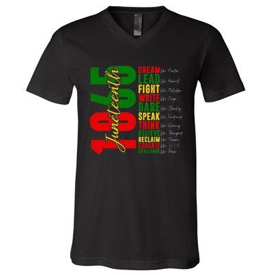 Juneteenth Dream Like Leaders Black History V-Neck T-Shirt