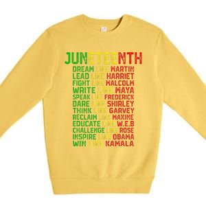 Juneteenth Dream Like Leaders Black Women Premium Crewneck Sweatshirt