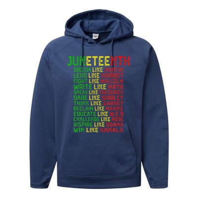 Juneteenth Dream Like Leaders Black Women Performance Fleece Hoodie