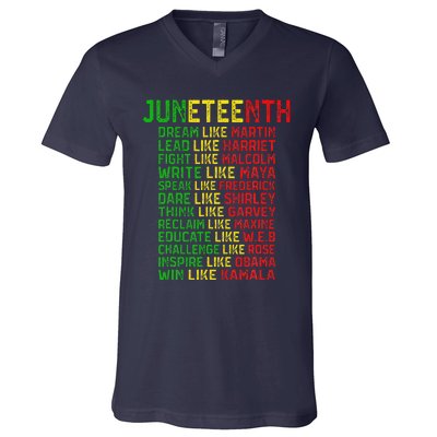 Juneteenth Dream Like Leaders Black Women V-Neck T-Shirt