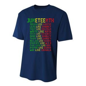 Juneteenth Dream Like Leaders Black Women Performance Sprint T-Shirt