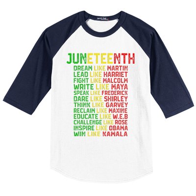 Juneteenth Dream Like Leaders Black Women Baseball Sleeve Shirt