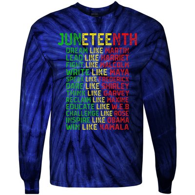 Juneteenth Dream Like Leaders Black Women Tie-Dye Long Sleeve Shirt