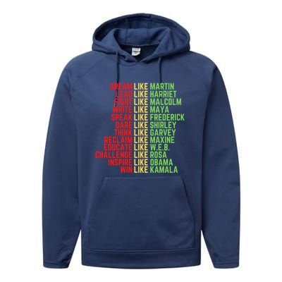 Juneteenth Dream Like Leaders Black Great Gift Performance Fleece Hoodie