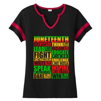 Juneteenth Dream Like Leaders Black Gift Ladies Halftime Notch Neck Tee