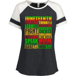 Juneteenth Dream Like Leaders Black Gift Enza Ladies Jersey Colorblock Tee