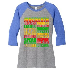 Juneteenth Dream Like Leaders Black Gift Women's Tri-Blend 3/4-Sleeve Raglan Shirt