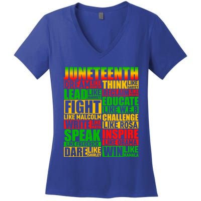 Juneteenth Dream Like Leaders Black Gift Women's V-Neck T-Shirt