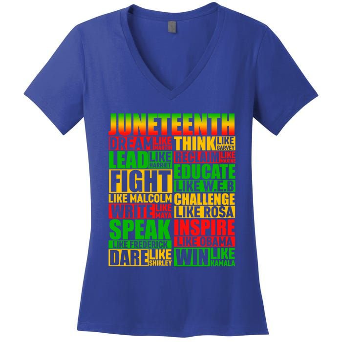 Juneteenth Dream Like Leaders Black Gift Women's V-Neck T-Shirt