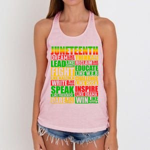 Juneteenth Dream Like Leaders Black Gift Women's Knotted Racerback Tank