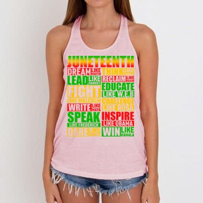 Juneteenth Dream Like Leaders Black Gift Women's Knotted Racerback Tank