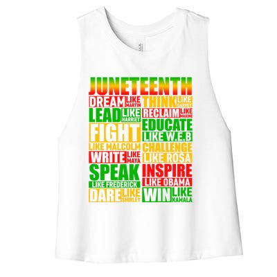 Juneteenth Dream Like Leaders Black Gift Women's Racerback Cropped Tank