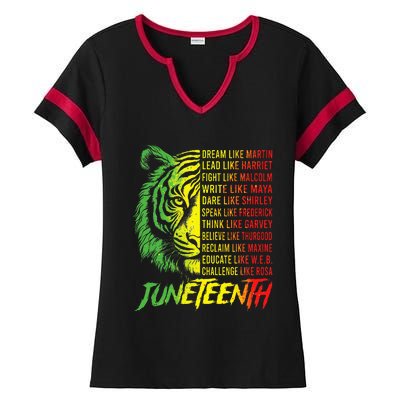 Juneteenth Dream Like Leaders Black History Ladies Halftime Notch Neck Tee