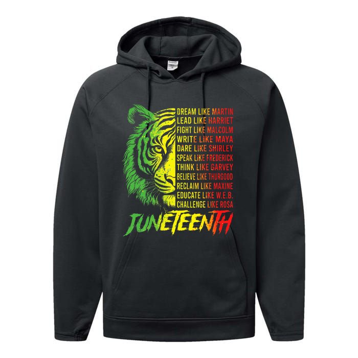 Juneteenth Dream Like Leaders Black History Performance Fleece Hoodie