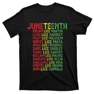 Juneteenth Dream Like Leaders Black  T-Shirt