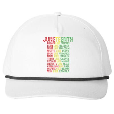 Juneteenth Dream Like Leaders Black  Snapback Five-Panel Rope Hat