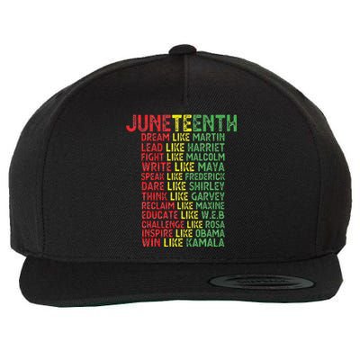 Juneteenth Dream Like Leaders Black  Wool Snapback Cap