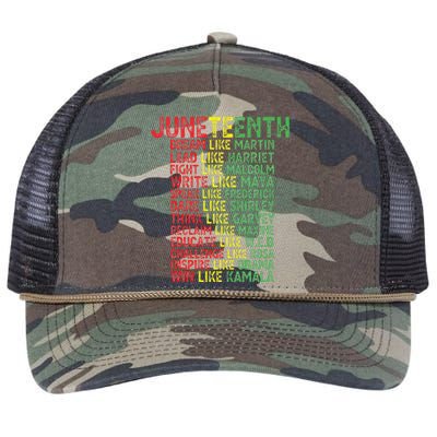 Juneteenth Dream Like Leaders Black  Retro Rope Trucker Hat Cap