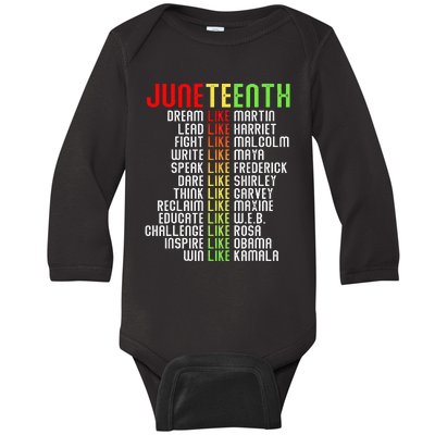 Juneteenth Dream Like Leaders Baby Long Sleeve Bodysuit