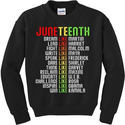 Juneteenth Dream Like Leaders Kids Sweatshirt