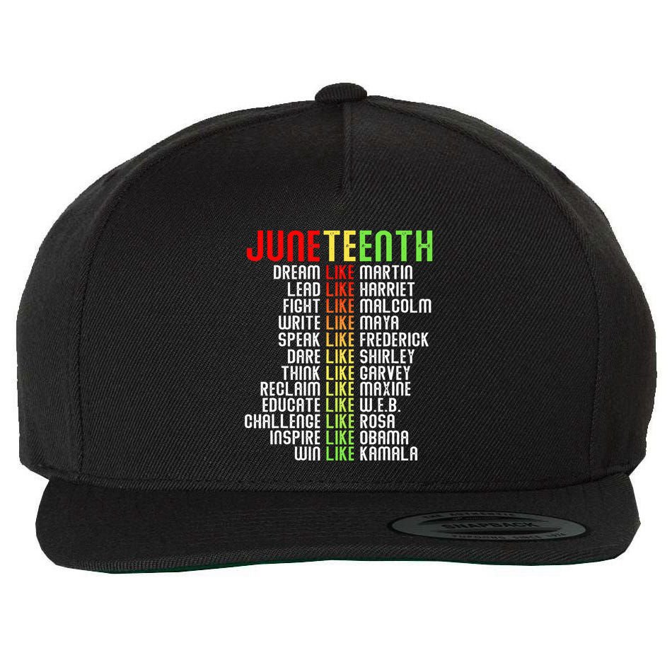 Juneteenth Dream Like Leaders Wool Snapback Cap