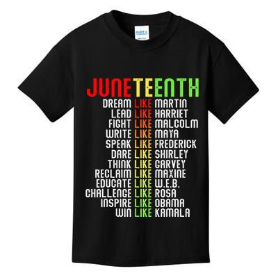 Juneteenth Dream Like Leaders Kids T-Shirt