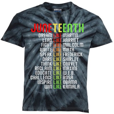 Juneteenth Dream Like Leaders Kids Tie-Dye T-Shirt