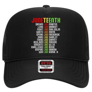 Juneteenth Dream Like Leaders Black Women Boy Girl High Crown Mesh Back Trucker Hat