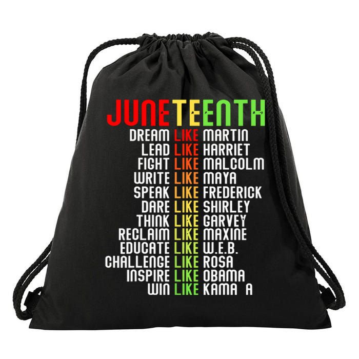 Juneteenth Dream Like Leaders Black Women Boy Girl Drawstring Bag