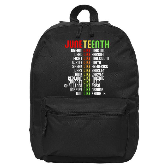 Juneteenth Dream Like Leaders Black Women Boy Girl 16 in Basic Backpack