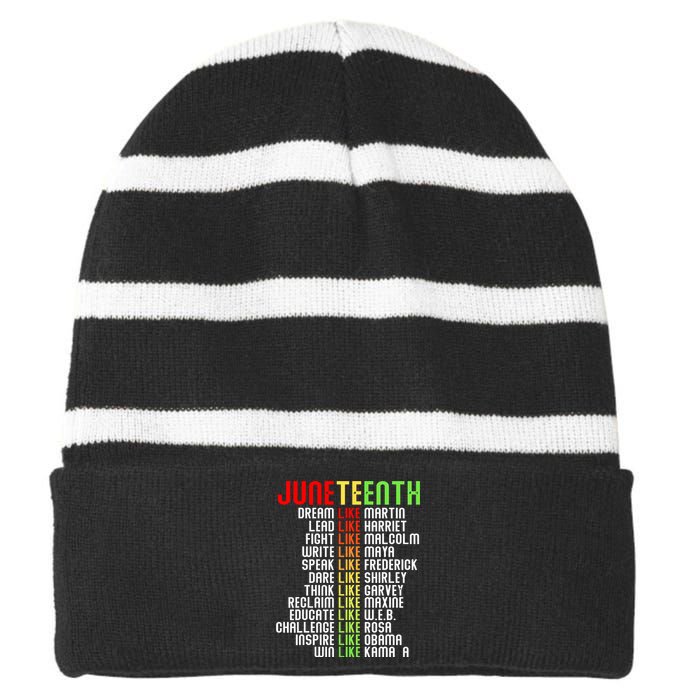 Juneteenth Dream Like Leaders Black Women Boy Girl Striped Beanie with Solid Band