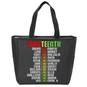 Juneteenth Dream Like Leaders Black Women Boy Girl Zip Tote Bag