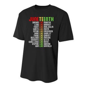 Juneteenth Dream Like Leaders Black Gift Men Women Boy Girl Gift Youth Performance Sprint T-Shirt