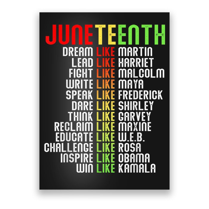 Juneteenth Dream Like Leaders Black Gift Men Women Boy Girl Gift Poster