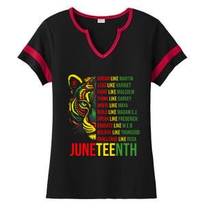 Juneteenth Dream Like Leaders Black History Ladies Halftime Notch Neck Tee