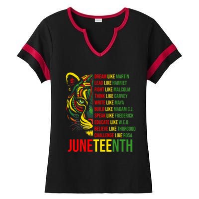 Juneteenth Dream Like Leaders Black History Ladies Halftime Notch Neck Tee