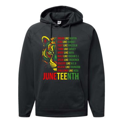 Juneteenth Dream Like Leaders Black History Performance Fleece Hoodie