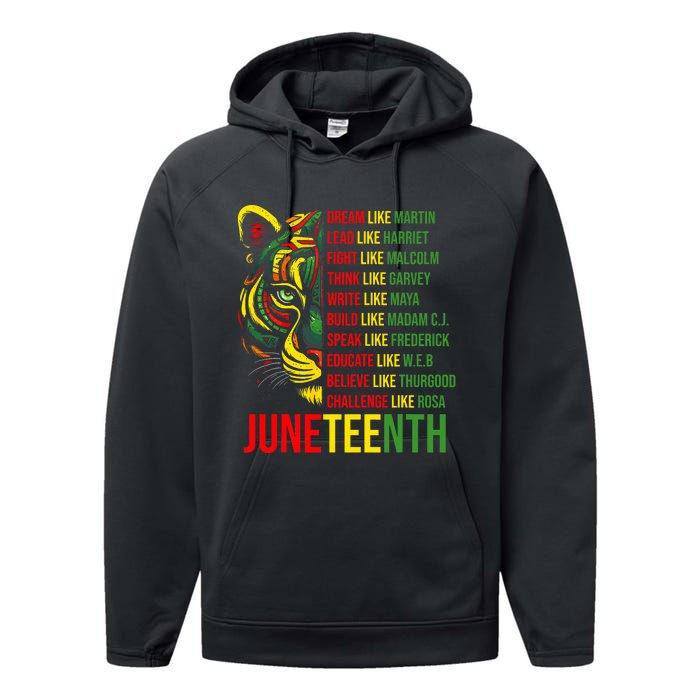 Juneteenth Dream Like Leaders Black History Performance Fleece Hoodie