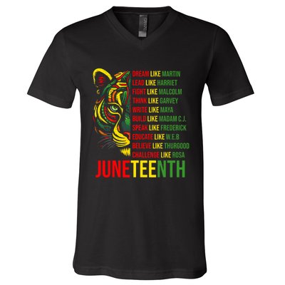 Juneteenth Dream Like Leaders Black History V-Neck T-Shirt