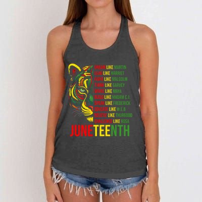 Juneteenth Dream Like Leaders Black History Women's Knotted Racerback Tank