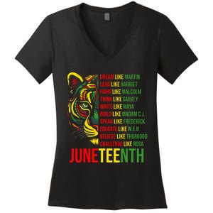 Juneteenth Dream Like Leaders Black History Women's V-Neck T-Shirt