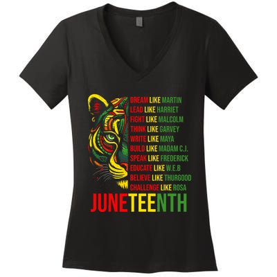 Juneteenth Dream Like Leaders Black History Women's V-Neck T-Shirt