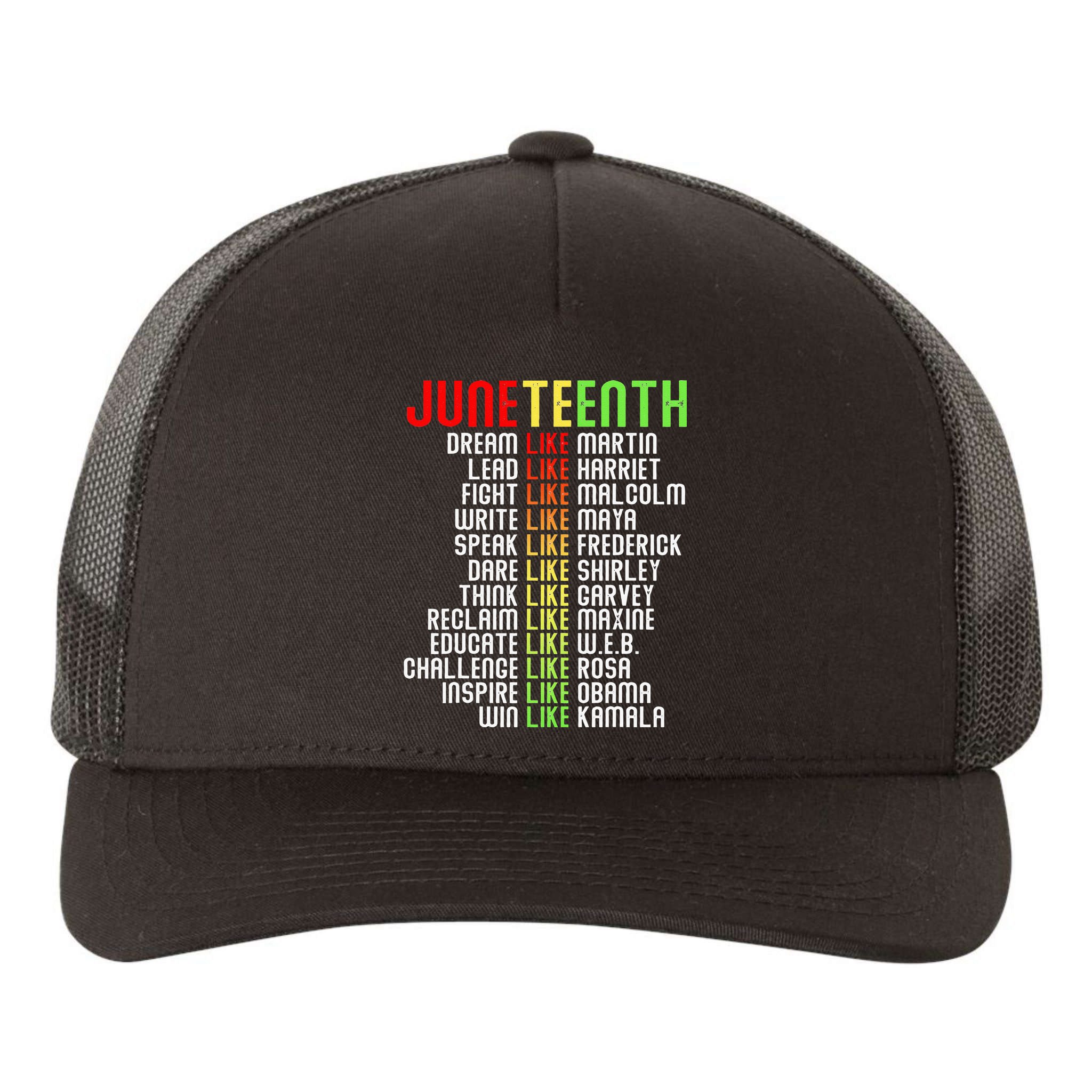 Juneteenth Dream Like Leaders Black Yupoong Adult 5-Panel Trucker Hat