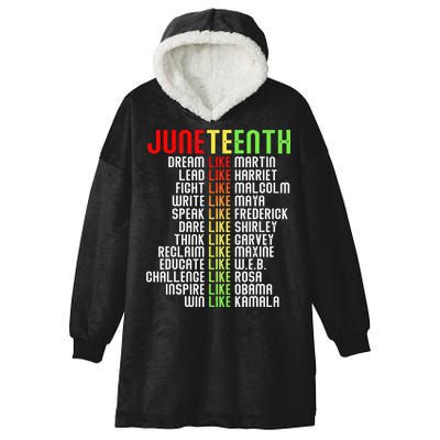 Juneteenth Dream Like Leaders Black Hooded Wearable Blanket