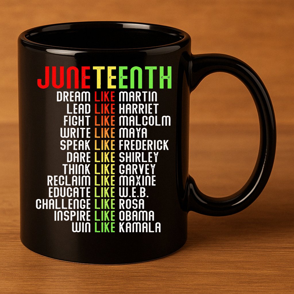 Juneteenth Dream Like Leaders Black 11oz C Handle Ceramic Mug
